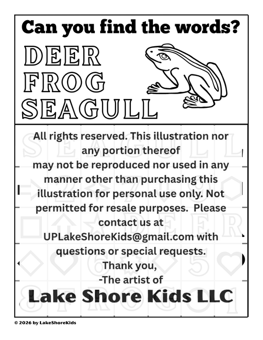 Frog Word Find Coloring and Activity Page 3+ 115 kB PDF Download
